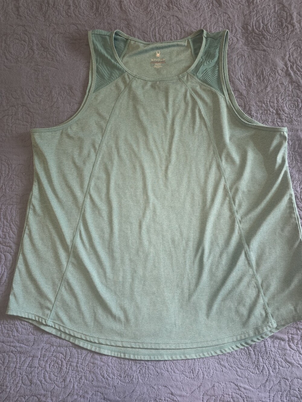 Spyder teal athletic tank top features breathable mesh panels on the shoulders. - Picture 1 of 5